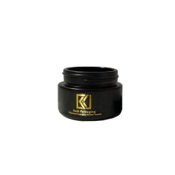 2oz black glass cosmetic cream jar with gold lid