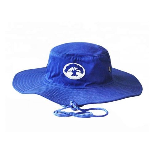 Royal Blue Bucket Hat Custom Wide Brim Blue Sun Hat with String